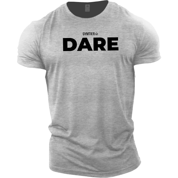 Gymtier Dare - Bodybuilding T-shirt | Gym T-shirt för män Träningskläder Sport Grey XXL