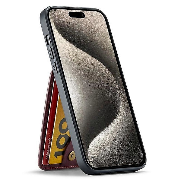 FIERRE SHANN iPhone 15 Etui med Kortholder, Stødsikkert PU Læder+TPU Telefoncover - Blå Multicolor Style C
