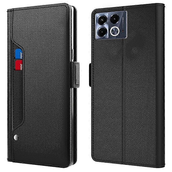 Til Infinix Note 40 Etui Kort Slot PU Læder Støtte Cover med Makeup Spejl Multicolor Style B