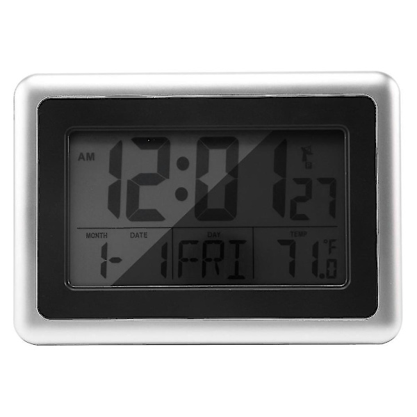Atomisk Digital Vægklokke, Stort LCD-display, Batteridrevet, Indendørs Temperatur, Kalender, Bord