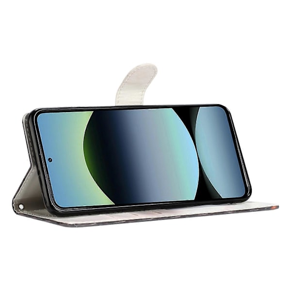 Pung etui i PU-læder med mønstertryk og stativ til Xiaomi Redmi Note 14 Pro 4G med rem Multicolor Pink Marble