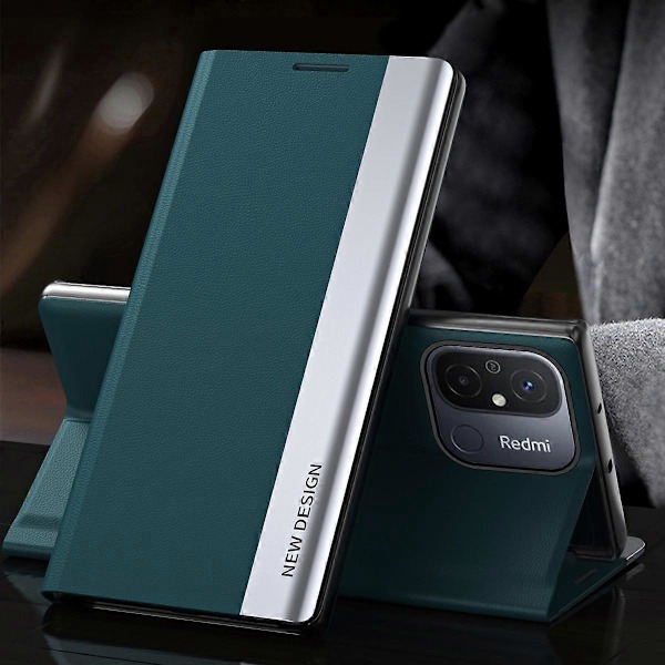 För Xiaomi Redmi 12C 4G PU Läder Flip Ställ Telefonfodral Elektroplätering Stöttåligt Skal Multicolor Style A