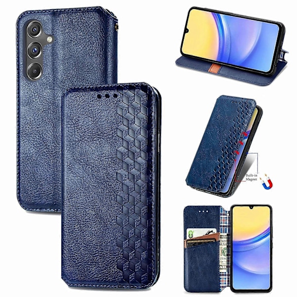 Stødsikkert etui med rombe-præg, pung og stativ til Samsung Galaxy A15 4G/A15 5G Multicolor Style A