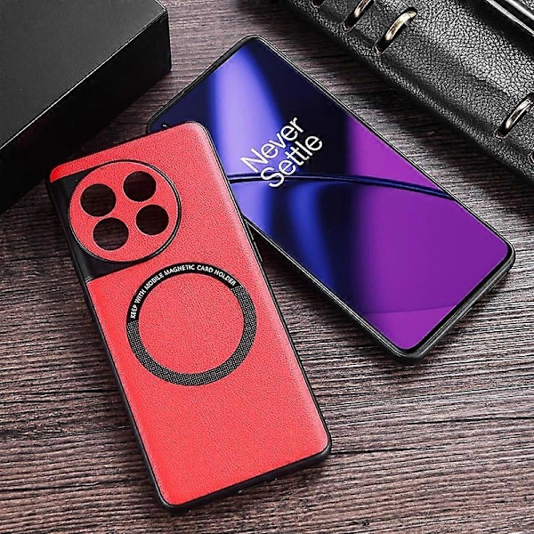 Magnetiskt telefonfodral för OnePlus 11 5G, PU-läderbelagd TPU+PC Elektropläterad Baksida Multicolor Style A