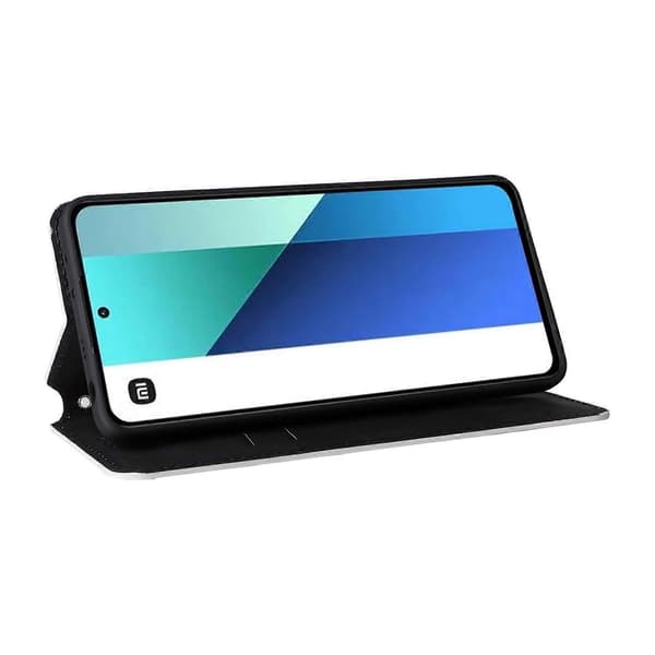 Lommebokdeksel til Xiaomi Redmi Note 13 4G med stativ, full beskyttelse, lær, rombemønster Multicolor Silver