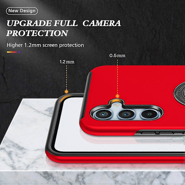 Til Samsung Galaxy A34 5G Roterende Ring Støtteben Telefon Cover PC+TPU Anti-drop Bagside Multicolor Style C