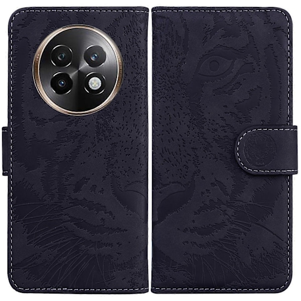 For Realme 13+ 5G/13 Pro 5G (Kina) Deksel Tiger Avtrykk Lær Lommebok Telefon Deksel Multicolor Black