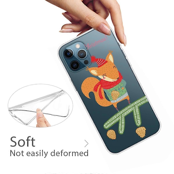 Til iPhone 16 Pro Max Cover Julemønster Print Blød TPU Telefon Cover - Sokker og Gaver Multicolor Squirrel