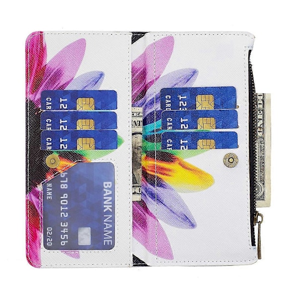 BF03 Telefonfodral för Samsung Galaxy A15 4G Plånboksfodral med Dragkedja i Läder Multicolor Style C
