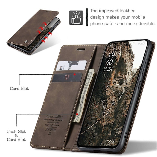 Til Oppo Reno13 F 4G/Oppo Reno13 F 5G Wallet Case CASEME 013 Series PU Læder Telefon Cover Stativ Multicolor Coffee