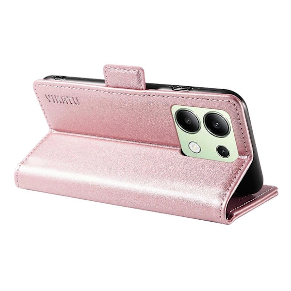 YIKATU YK-003 Læder Wallet Case med Magnetisk Side Lukning til Xiaomi Redmi Note 13 4G Multicolor Rose Gold