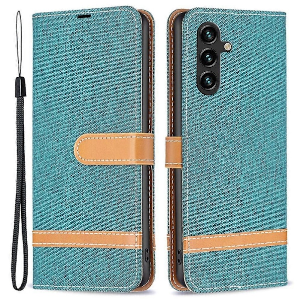 Skal till Samsung Galaxy A15 4G Jeans Tyg Splicing PU Läder Telefonfodral Multicolor Style I