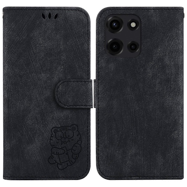 Til Motorola Moto G 5G (2025) Wallet Case Tiger Præget Læder Stødsikkert Telefon Cover Multicolor Black