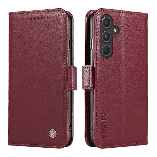 YIKATU YK-003 Samsung Galaxy A55 5G Lompakko Nahkakotelo Sivumagneettilukolla Multicolor Wine Red