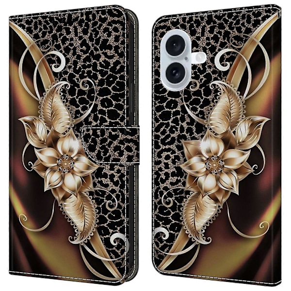 iPhone 16 -kotelo PU-nahkainen lompakkokotelo jalustalla Multicolor Style D