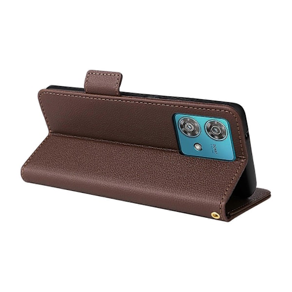 Til Motorola Edge 40 Neo 5G Etui Litchi Tekstur Tegnebog Læder Telefon Cover med Rem Multicolor Style G