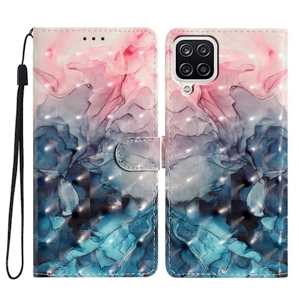Til Samsung Galaxy A12 Etui Wallet PU Læder 3D Mønster Telefon Cover med Rem Multicolor Style B
