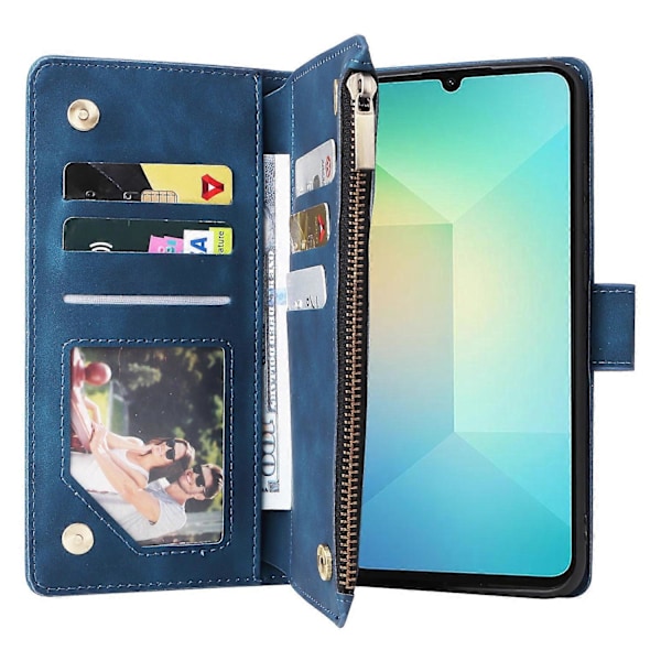 Til Samsung Galaxy A06 Etui Lynlås Pung Multiple Kortpladser Læder Telefon Cover Multicolor Style A