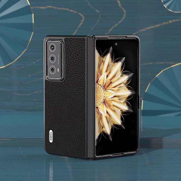 Ægte koskindbelagt PC-skal telefonbeskyttelsescover til Honor Magic V2 5G Multicolor Style D