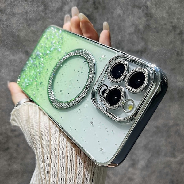 Magnetiskt skal för iPhone 13 Pro, skyddande TPU+PC glitterfodral Multicolor Style E