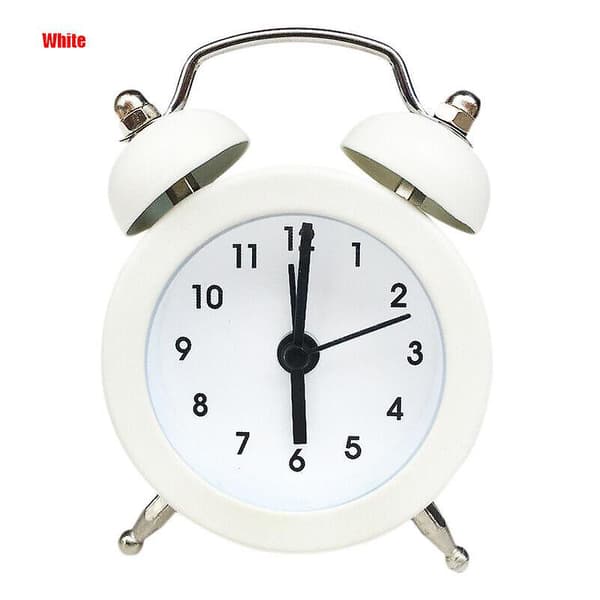 Väckarklocka Lilone Twin Bell Högt för tunga sovande sovrum Ljusgul Mini White
