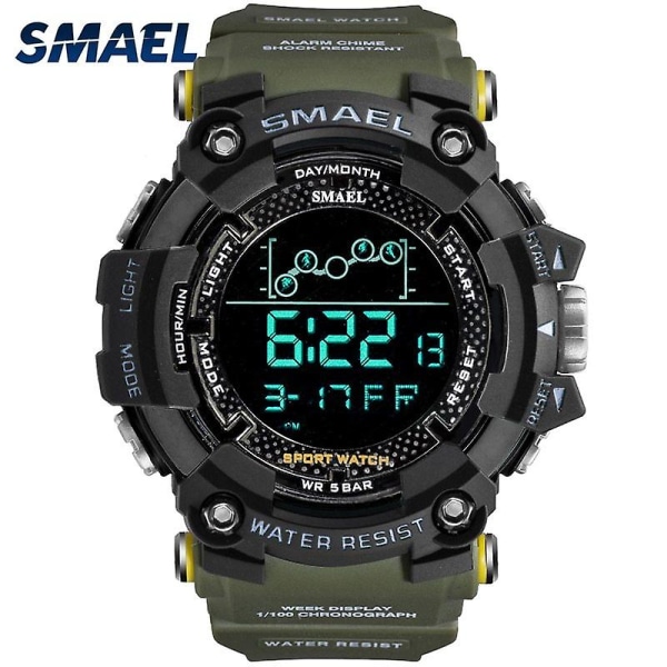Watch Military Water Resistant Smael Sport Watch Army Led Digital Wrist Stoppure For Man 1802 Relogio Masculino Watche BLACK