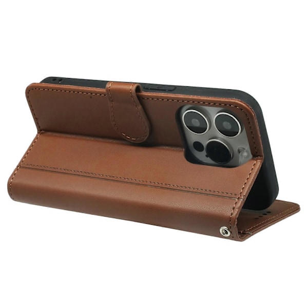 Til iPhone 16 Pro Max Wallet Case Magnetisk Lukning Læder Telefon Cover med Rem - Grøn Multicolor Brown