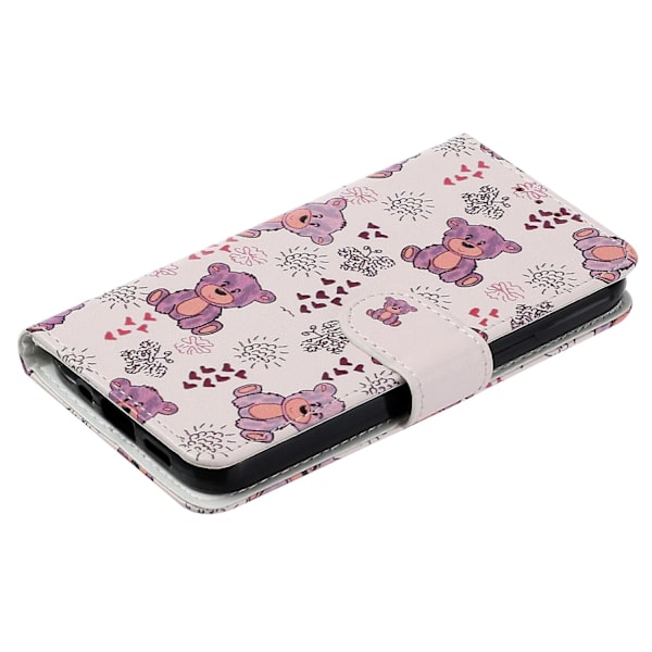 Stativ Telefonplånbok Case För Iphone 15 Plus, Pu Lädermönster Utskrift Cover Bear