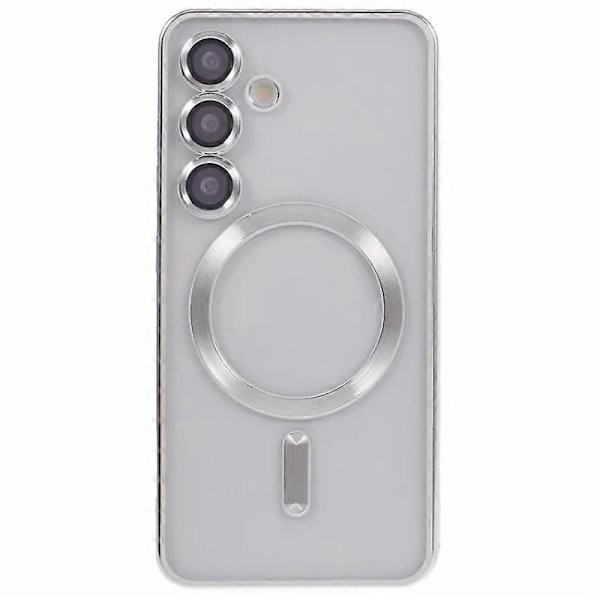 Samsung Galaxy S24 FE magneettikotelo WANLONFENG täysi suojaus galvanoidulla TPU-kuorella ja lämpötilalla Multicolor Silver