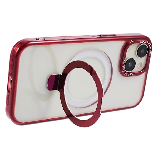 Läpinäkyvä TPU+PC suojakuori iPhone 15 Plus -puhelimelle, näkymätön jalusta ja magneettinen puhelinkuori Multicolor Style A