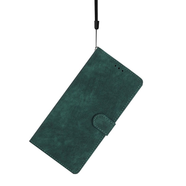 För Iphone 15 Plus Stativ Skin-touch Cover Pu Läderplånbok Slimfit Phone case Green