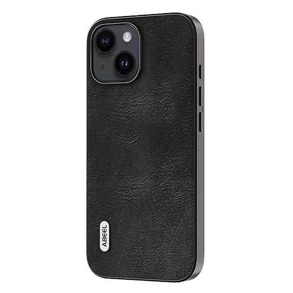 Phone case För Iphone 15, Kohud Texture Pu Läderbelagd PC + Tpu Anti-dropp cover Black