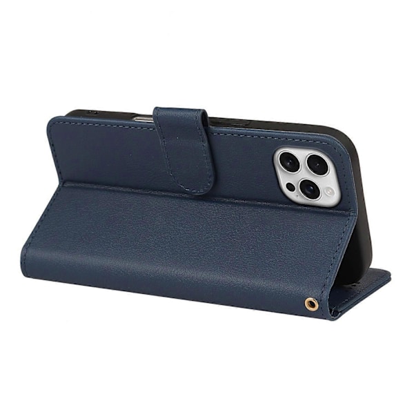 Læderetui med pung, stativ og magnetlukning til iPhone 16 Pro Max - Grøn Multicolor Blue