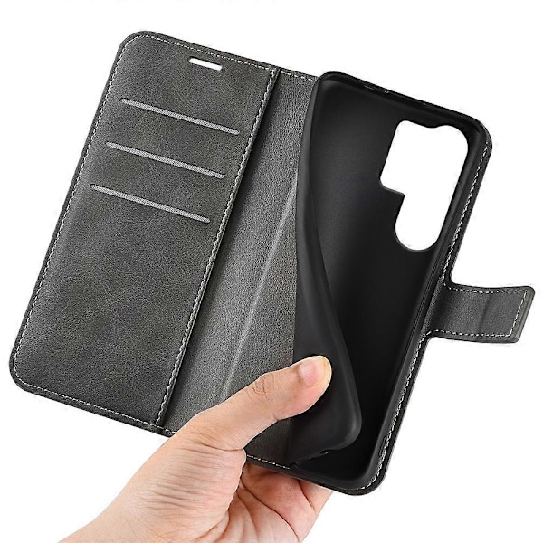 Til Samsung Galaxy S25 Ultra Stand Case Anti-Scratch Kalvetekstur Læder Telefon Cover Multicolor Style D