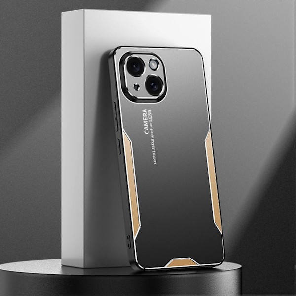 Skal för iPhone 15 Plus Aluminiumlegering+TPU+PC Matt Finish Smartphone-skydd Multicolor Style B