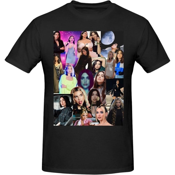 Dua Singer Lipa Shirt Herr Kortärmad T-shirt med rund hals Mode Toppar B0cmzqqr1x-16 Black XXL