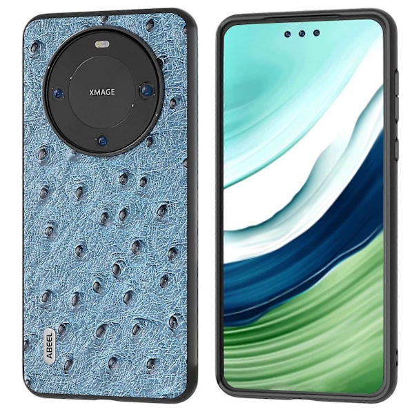 Huawei Mate 60 Pro -puhelimen kotelo strutsinnahkajäljitelmällä, aitoa lehmännahkaa, PC+TPU-suojakuori Multicolor Style A