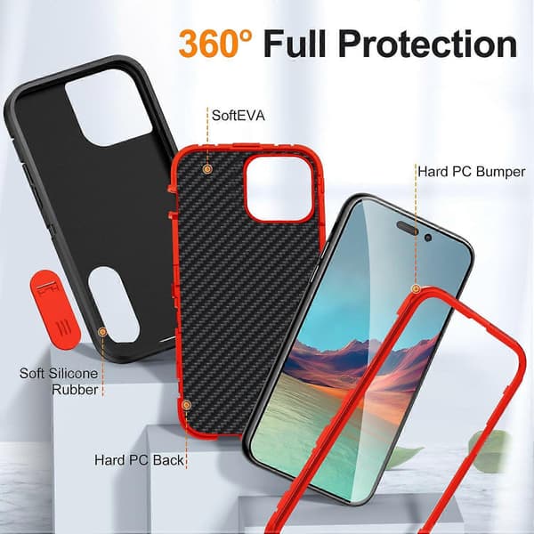 Stöttåligt mobilskal för iPhone 15 Pro Max PC+TPU mobilskal med stöd Multicolor Style A