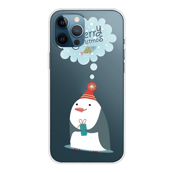 Til iPhone 16 Pro Max Cover Julemønster Print Blød TPU Telefon Cover - Sokker og Gaver Multicolor Thinking Snowman