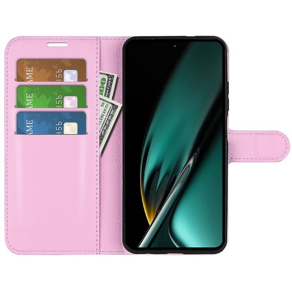 Phone case för Oppo K11 5g plånbok Litchi Texture Shell anti-scratch Stativ Pu Läder Cover Pink