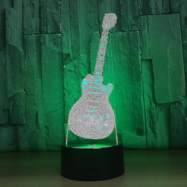 Gitarr 3d Led Nattlampa Barn Sovrum Bordslampa