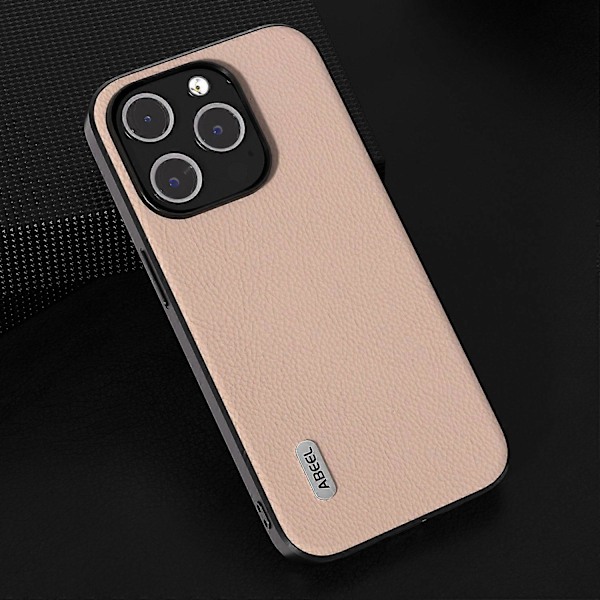 För iPhone 15 Pro Läderfodral i Kohud + PC + TPU med Litchi-textur, Repskydd Multicolor Style C