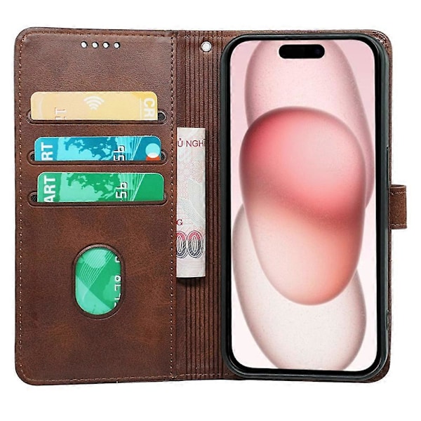 Nothing Phone (3a) Pro -kotelo, vasikannahkajäljitelmä, nahkainen jalustallinen kirjatyylinen puhelinkotelo Multicolor Brown