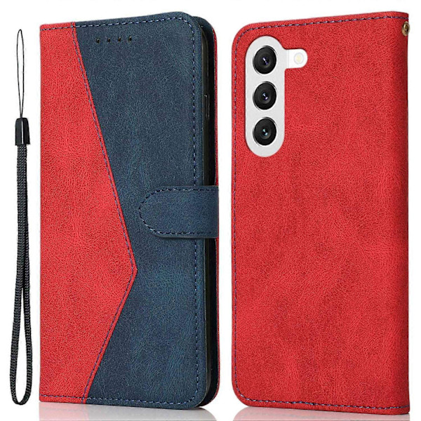 Til Samsung Galaxy A26 5G Cover Farvesplejsning Tegnebog Stativ Læder Telefonetui med Håndledsrem Multicolor Style E