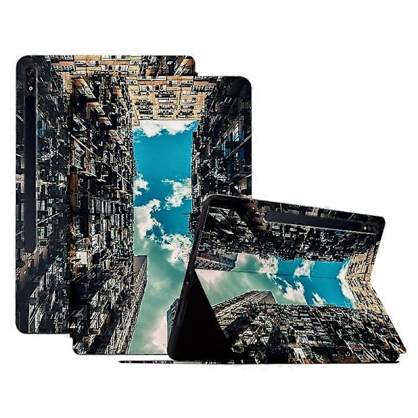 Samsung Galaxy Tab S7/S8 PU-nahkainen läppäkotelo jalustalla ja kuvioidulla painatuksella, tablettisuojus Multicolor Style A
