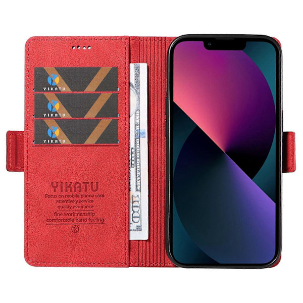 YIKATU YK-005 Pung Etui til iPhone 14 Stativ PU Læder Hud-berørings Magnetisk Beskyttende Telefon Cover Multicolor Style H