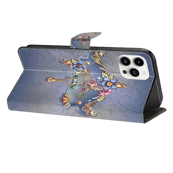 iPhone 16 Pro -kotelo PU-nahkainen lompakkokotelo seisontatoiminnolla Multicolor Style H