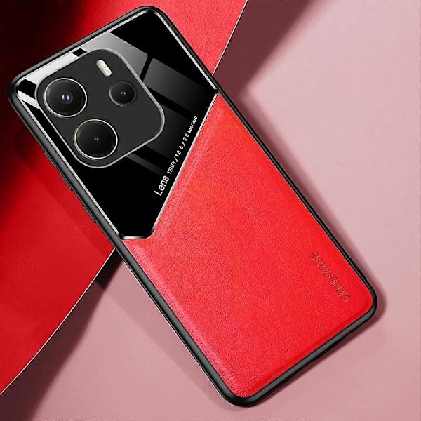 Xiaomi Redmi Note 14 4G (163,25x76,55x8,16mm) Kotelo Nahkapäällysteinen PC+TPU Puhelimen Takakuori Multicolor Red