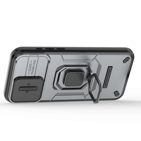 Repskyddsskal för iPhone 14 Pro, PC+TPU Telefonfodral Skjutbart Linsskydd Ställ Baksida Multicolor Style B