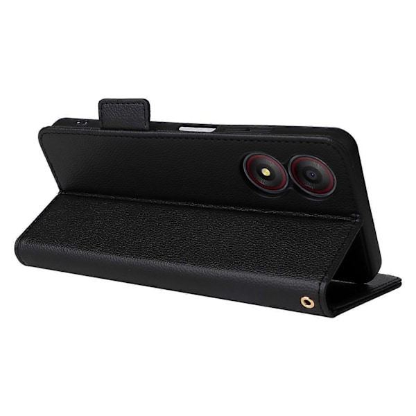 Læder Litchi tekstur cover med magnetisk lukning til ZTE Blade A34 telefon - Grå Multicolor Black
